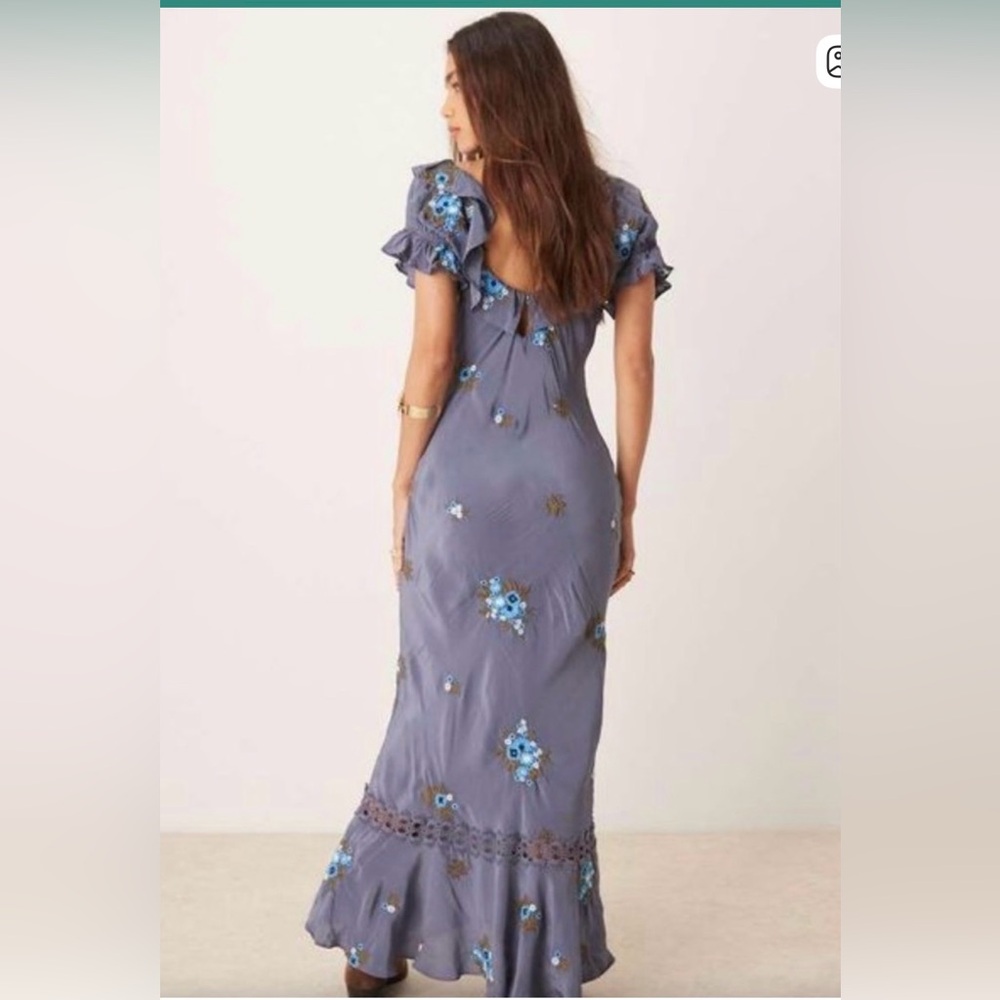 Free People Indigo Floral Embroidered Maxi Dress - Picture 3 of 10